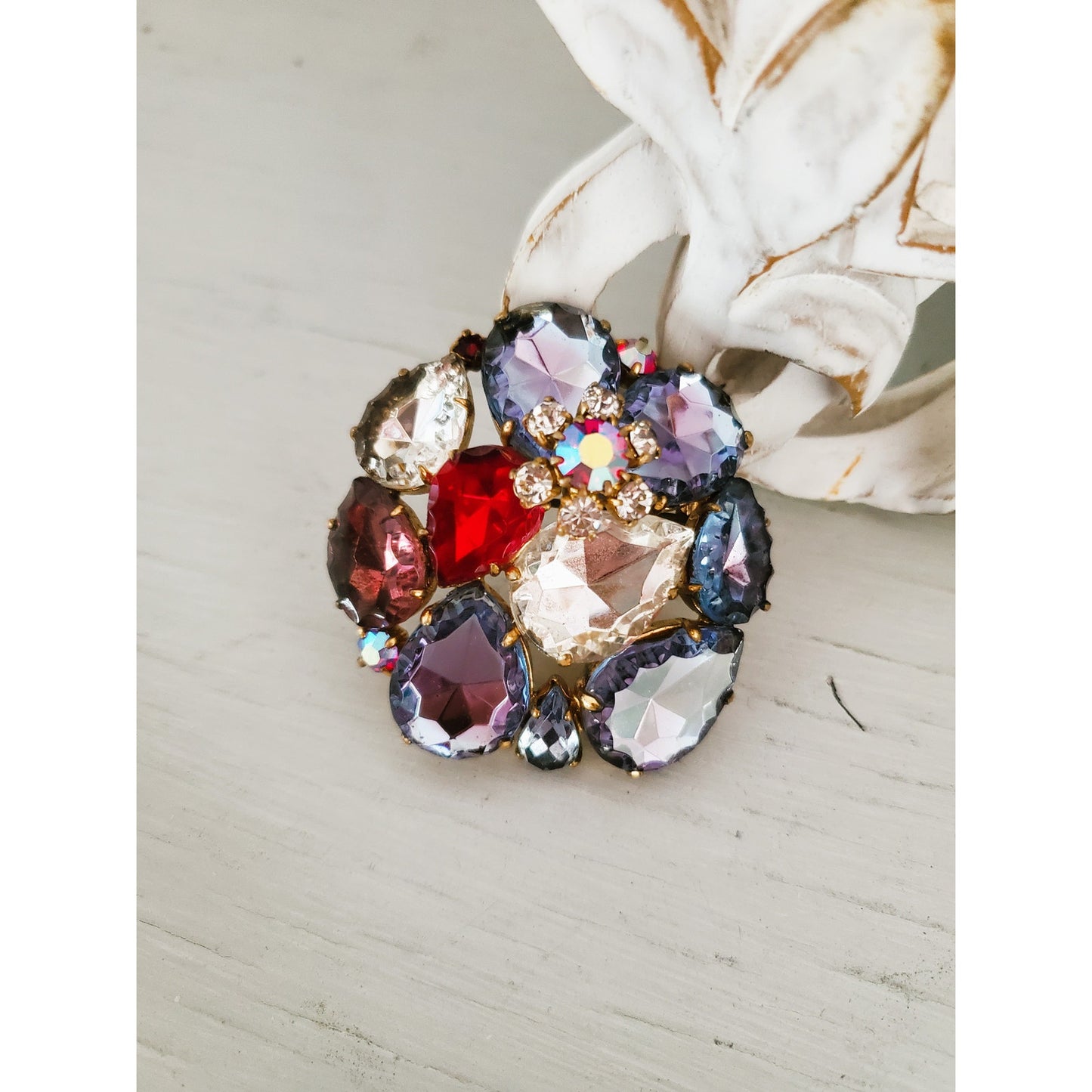 Vintage Antique Rare Germany Glass Rhinestone Brooch