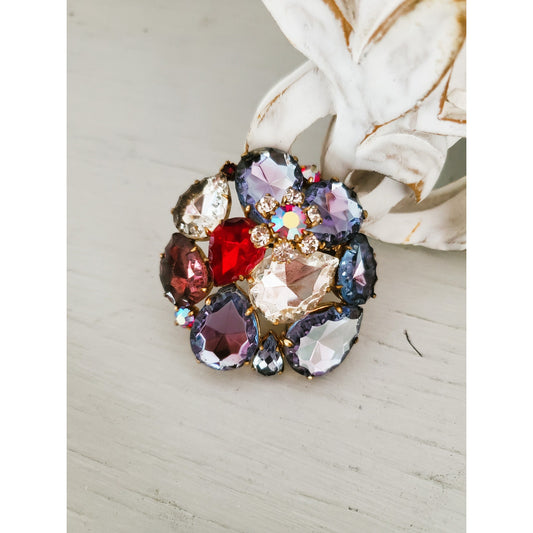 Vintage Antique Rare Germany Glass Rhinestone Brooch