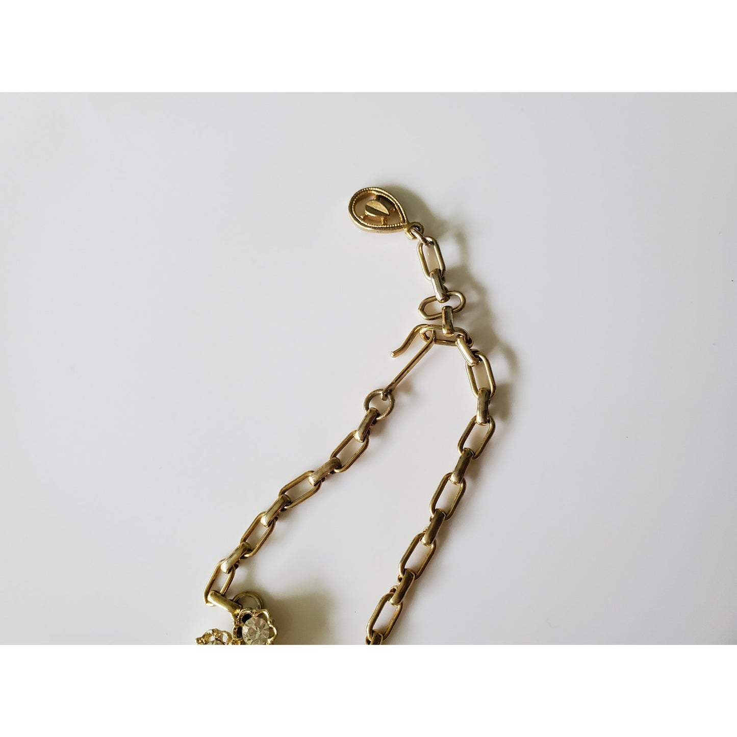 Vintage Gold Tone White Rhinestone Choker Necklace