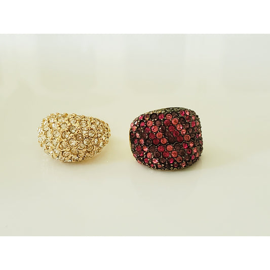 Vintage Lot of 2 Rhinestone Costume Rings