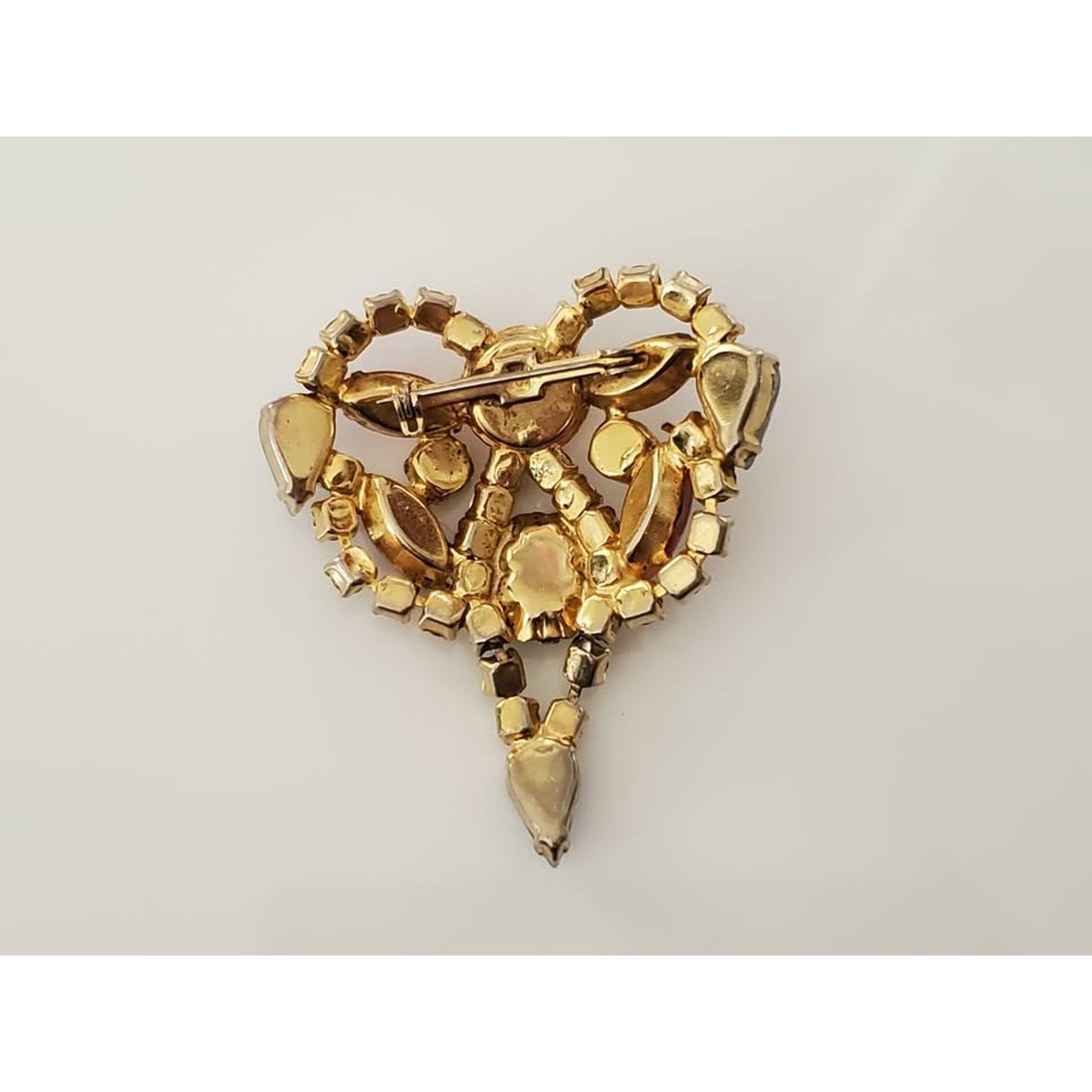 Vintage Pastel Rhinestone Dangle Brooch