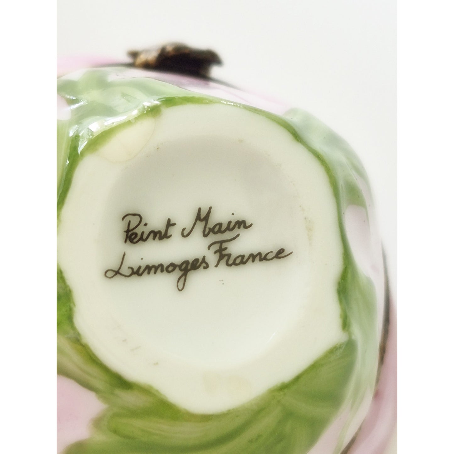 Vintage Rare Pink Rose Bud Peint Main Limoges France Trinket Box
