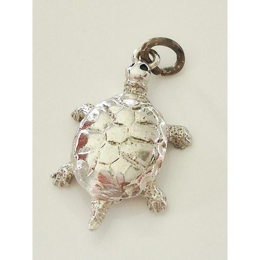 Vintage Sterling Silver Wells Designer Turtle Silver Charm Pendant