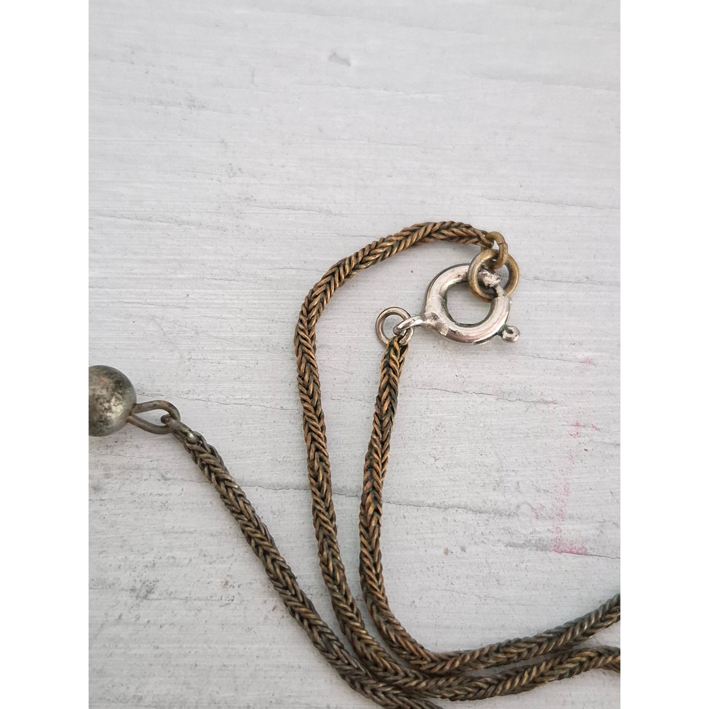 Vintage Green Glass and Silver Pearl Lariat Necklace