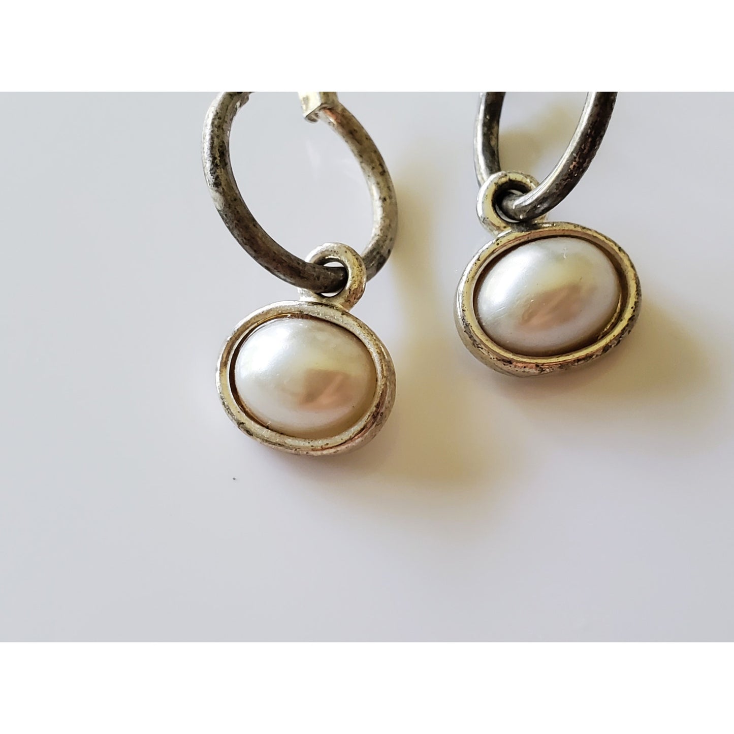 Vintage Pair of Silver Tone Pearl Earrings
