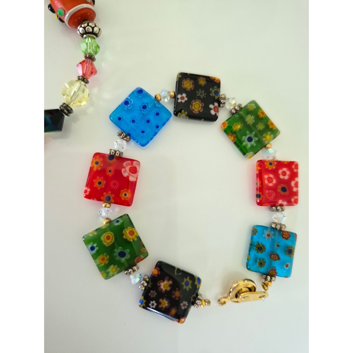 Vintage Millefiori Glass Bracelet and Necklace Lot