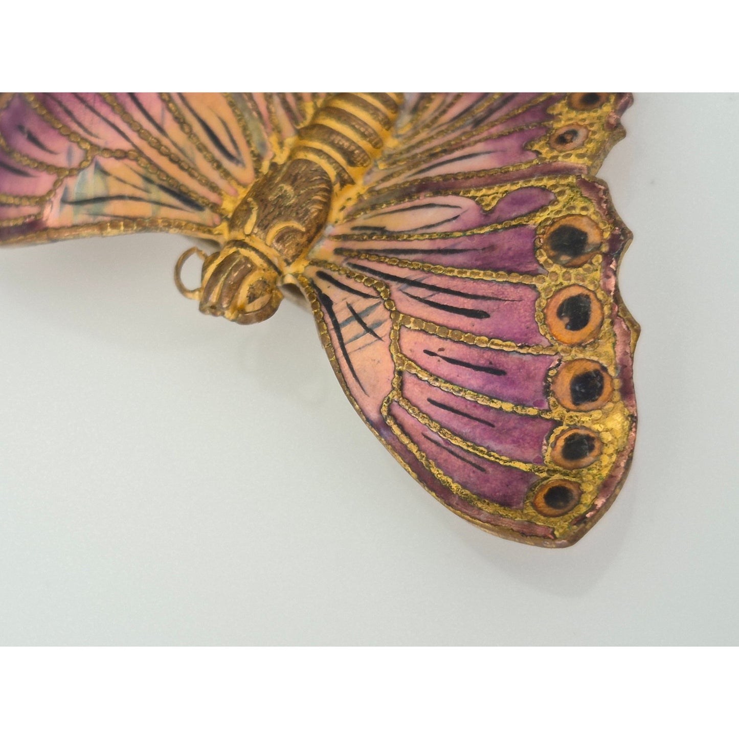 Vintage Purple Brass C Clasp Butterfly Brooch