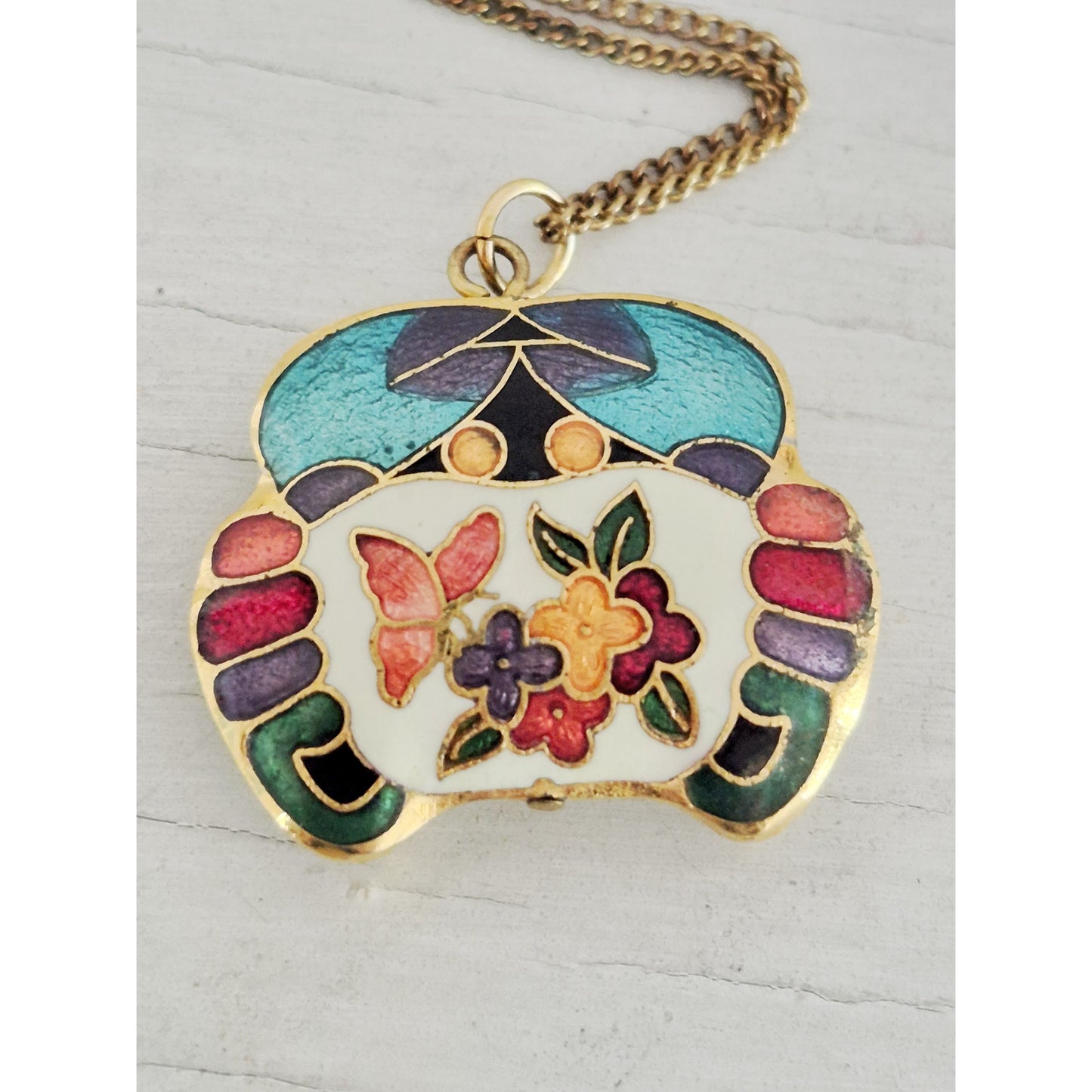 Vintage Cloisonne Floral Necklace
