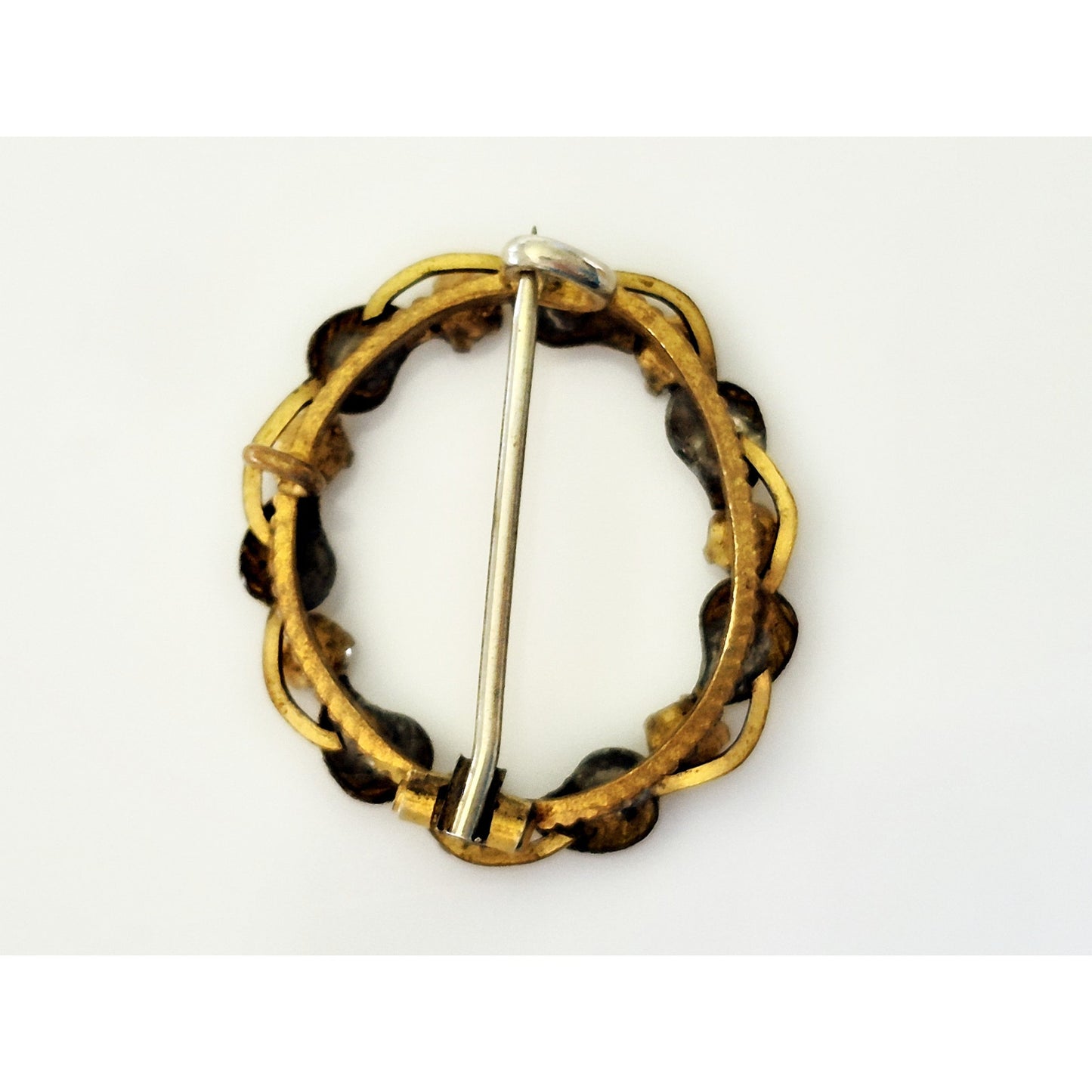 Vintage Gold-fill Rhinestone Wreath C-Clasp Brooch Pendant