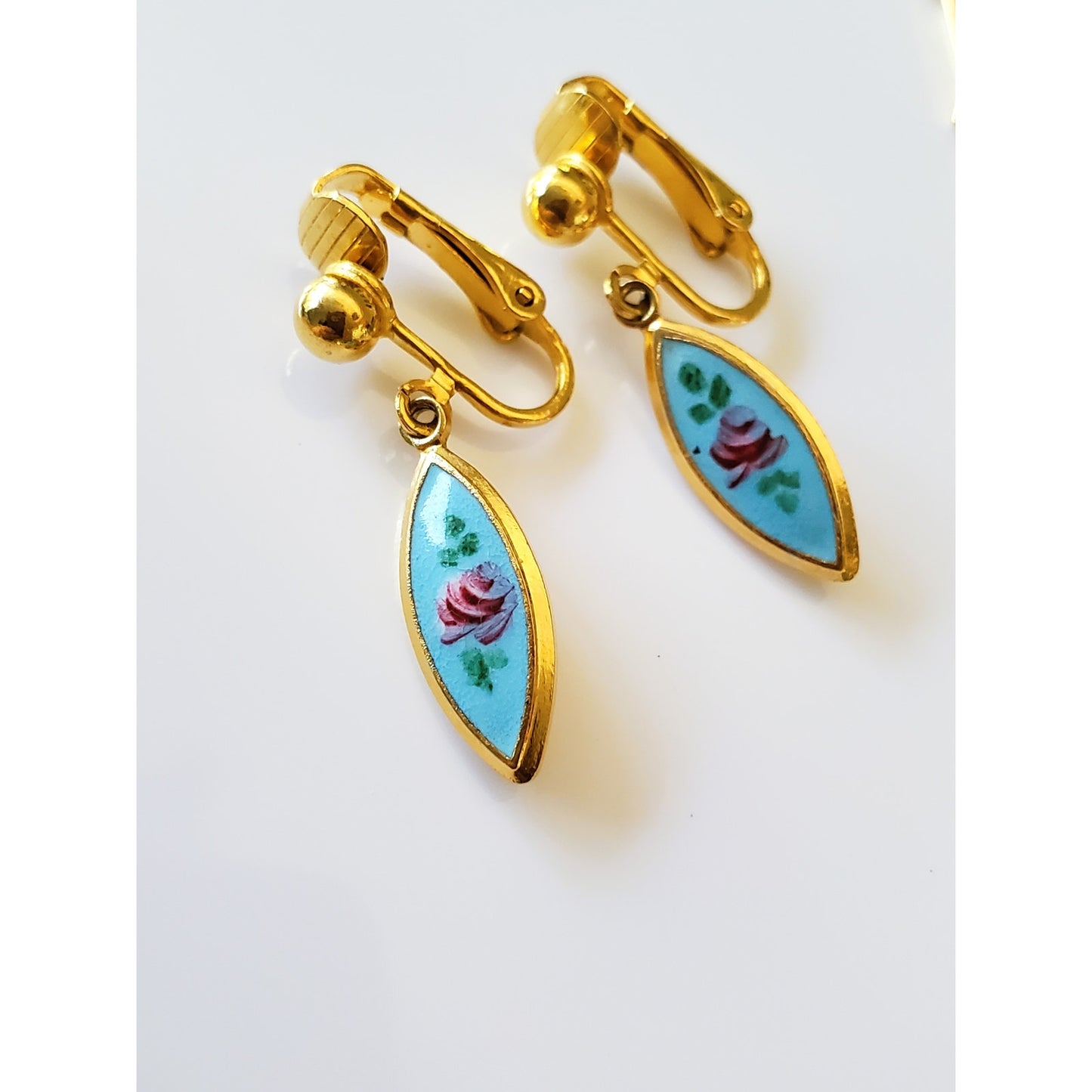 Vintage Long Blue Agate Necklace and Earring Set