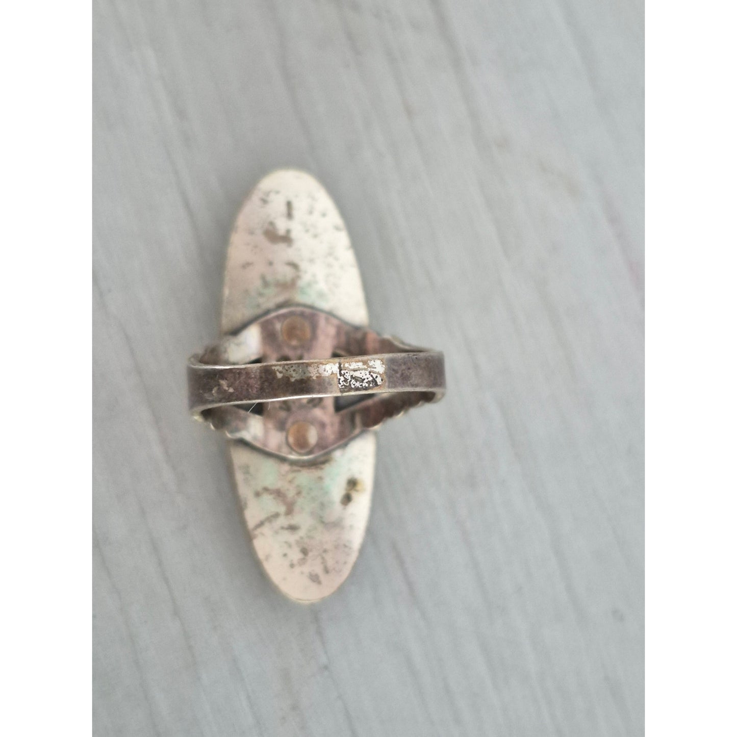 Vintage Sterling Silver Faux Turquoise Navette Ring