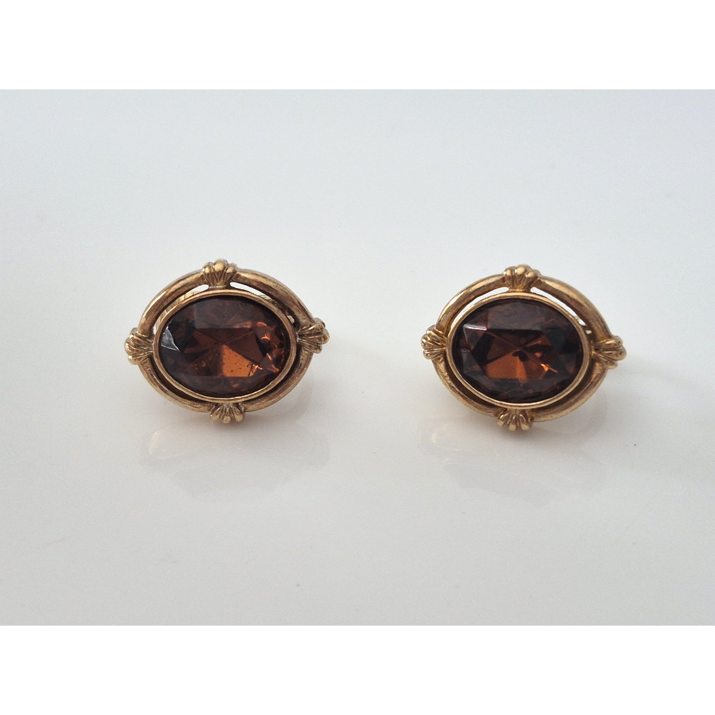 Vintage Gold-tone Avon Faux Topaz Earrings and Leaf Bracelet