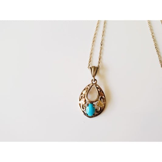 Vintage Black Hills Coleman Designer Faux Turquoise Sterling Silver Necklace