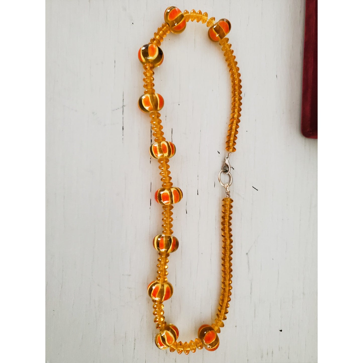 Vintage Amber Beaded Choker Necklace