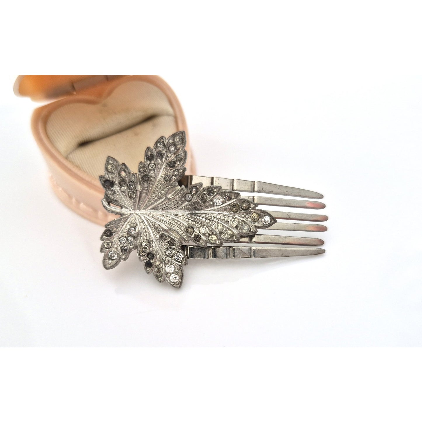 Vintage 1940s Pot Metal Rhinestone Comb Barrette