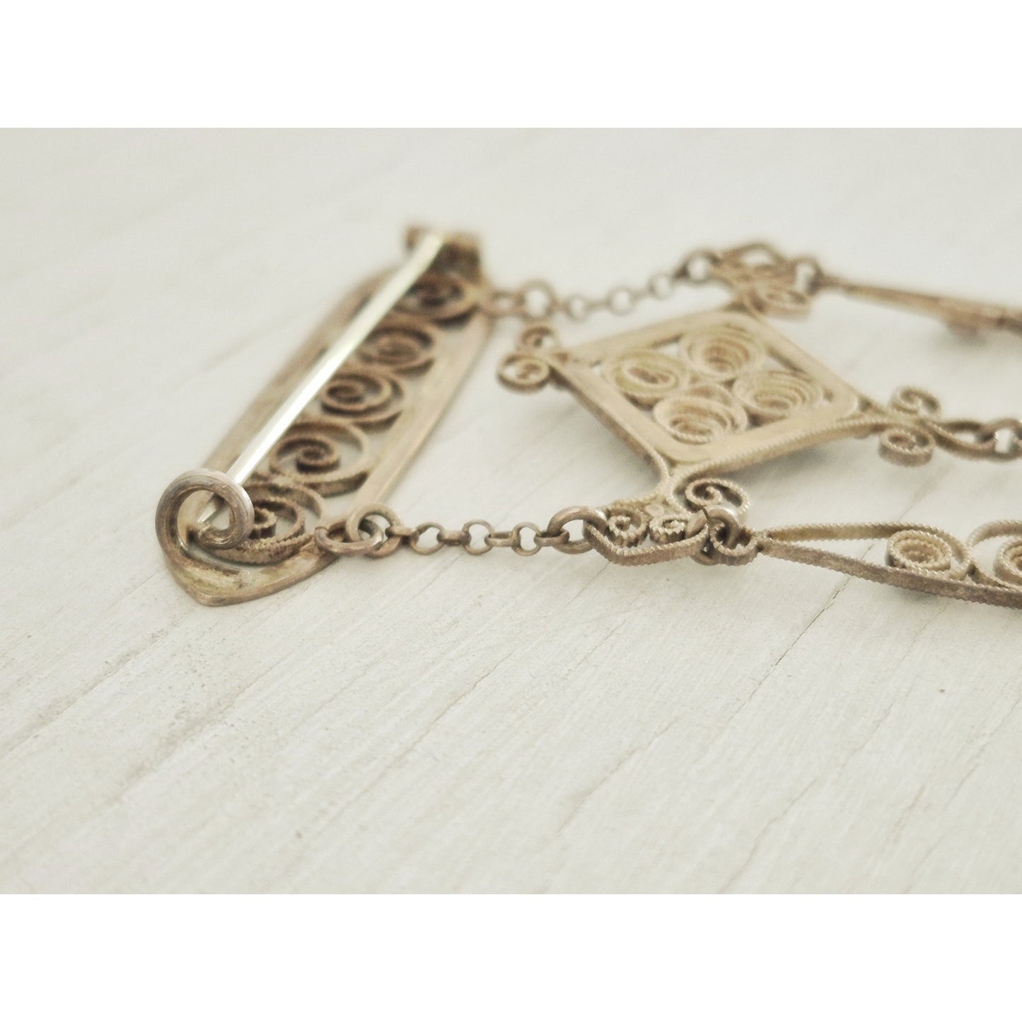 Vintage Antique Silver Scandinavian Solje C-Clasp Pin Brooch