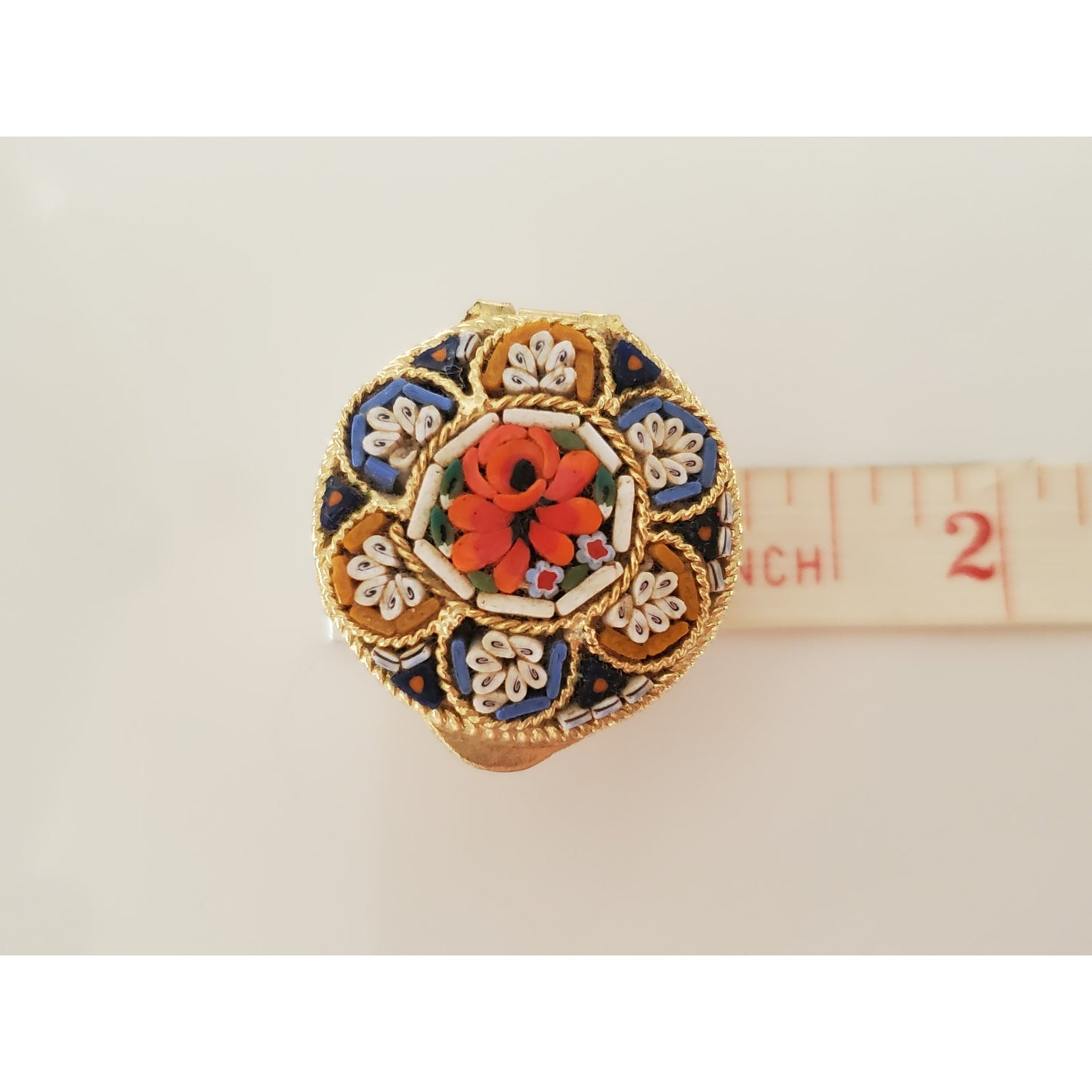 Vintage 1940s Micro Mosaic Italian Tile Pill Box