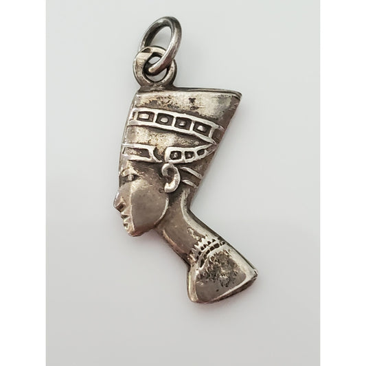 Vintage Queen Nefertiti Sterling Silver Charm Pendant