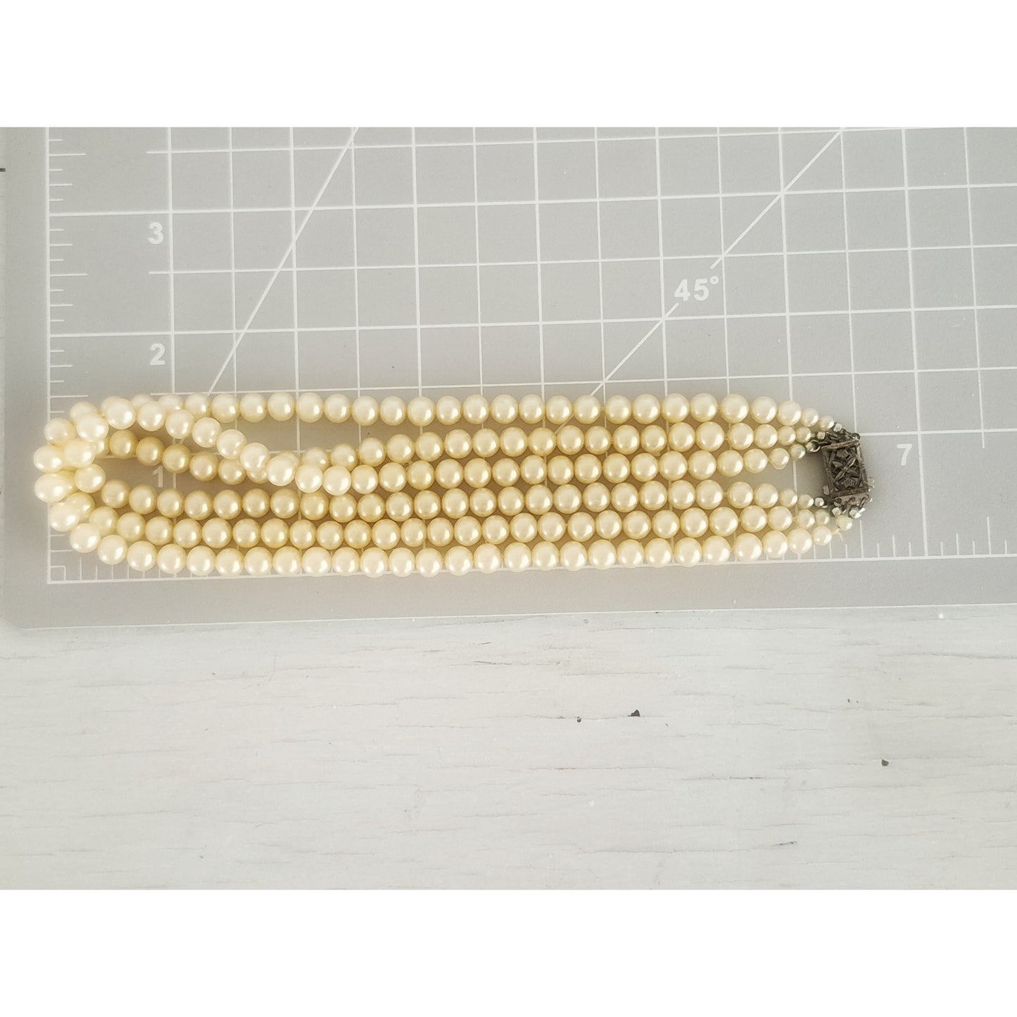 Vintage Triple-strand Faux Pearl Choker Naomi Designer Necklace