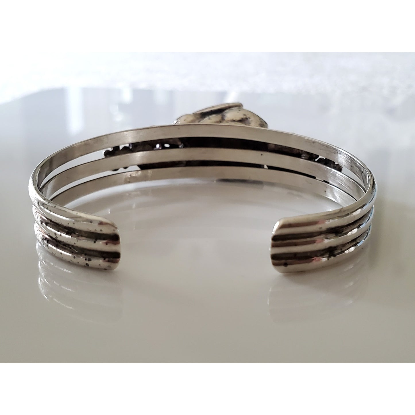 Vintage Sterling Silver Bunny Rabbit Amethyst Cuff Bracelet