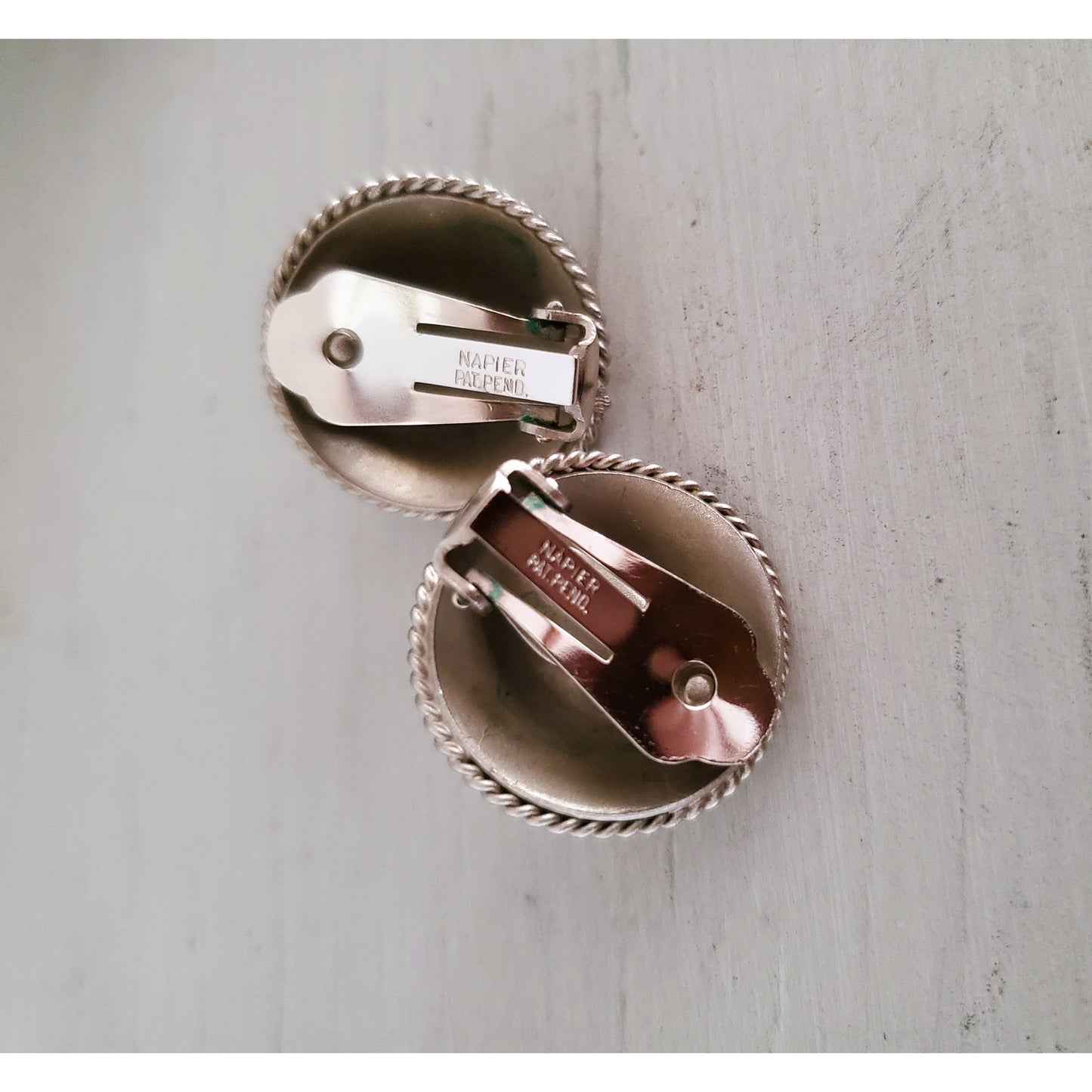 Vintage 1950s Napier Dome Rope Clip On Earrings