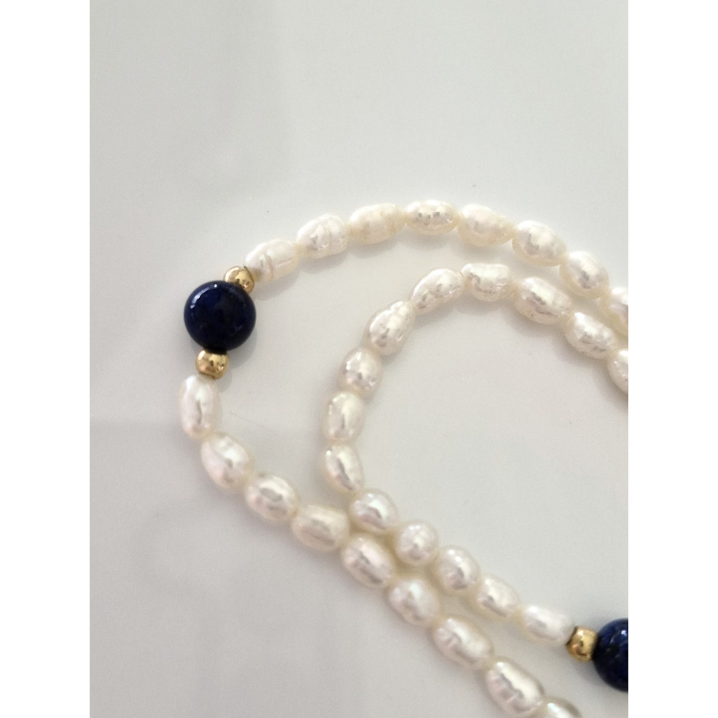 Vintage Natural Seed Pearl and Lapis Lazuli Bead Necklace