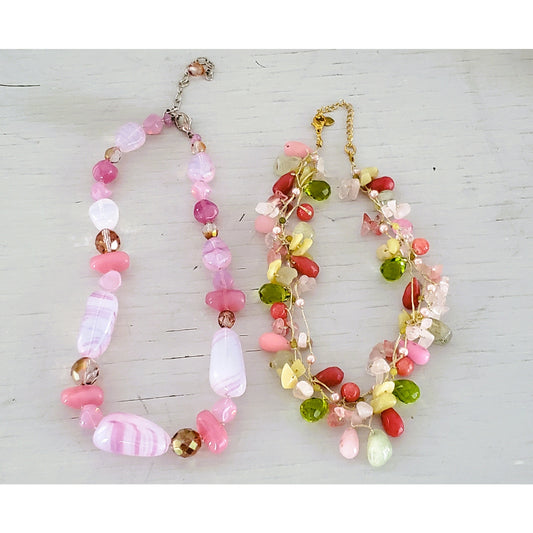 Lot of Two Pink Tone Necklaces