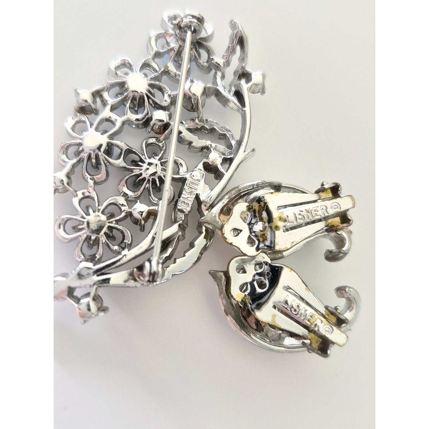 Vintage Lisner Silver-tone Blue Rhinestone Brooch and Earring Lot