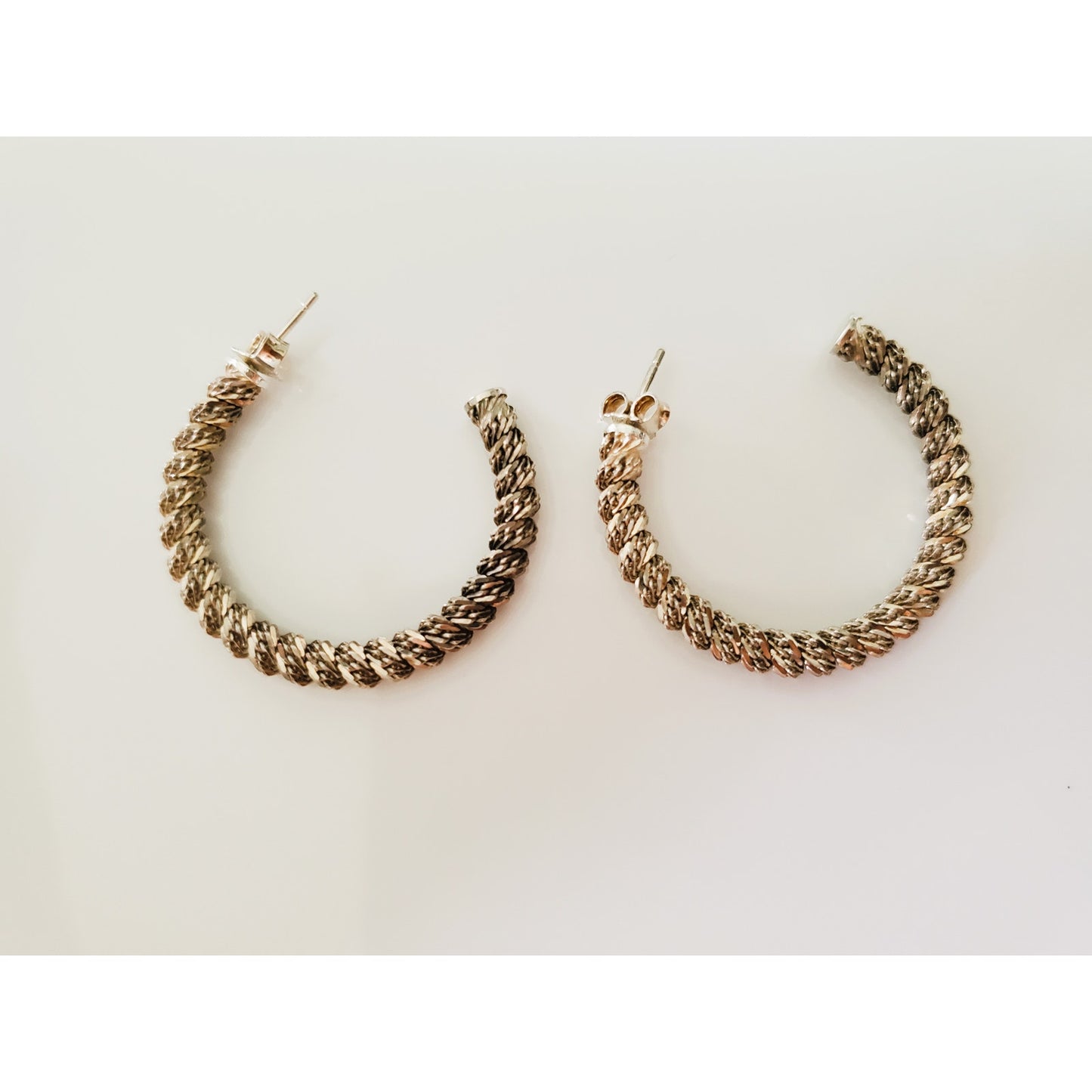 Vintage Large Sterling Silver Hoop Earrings