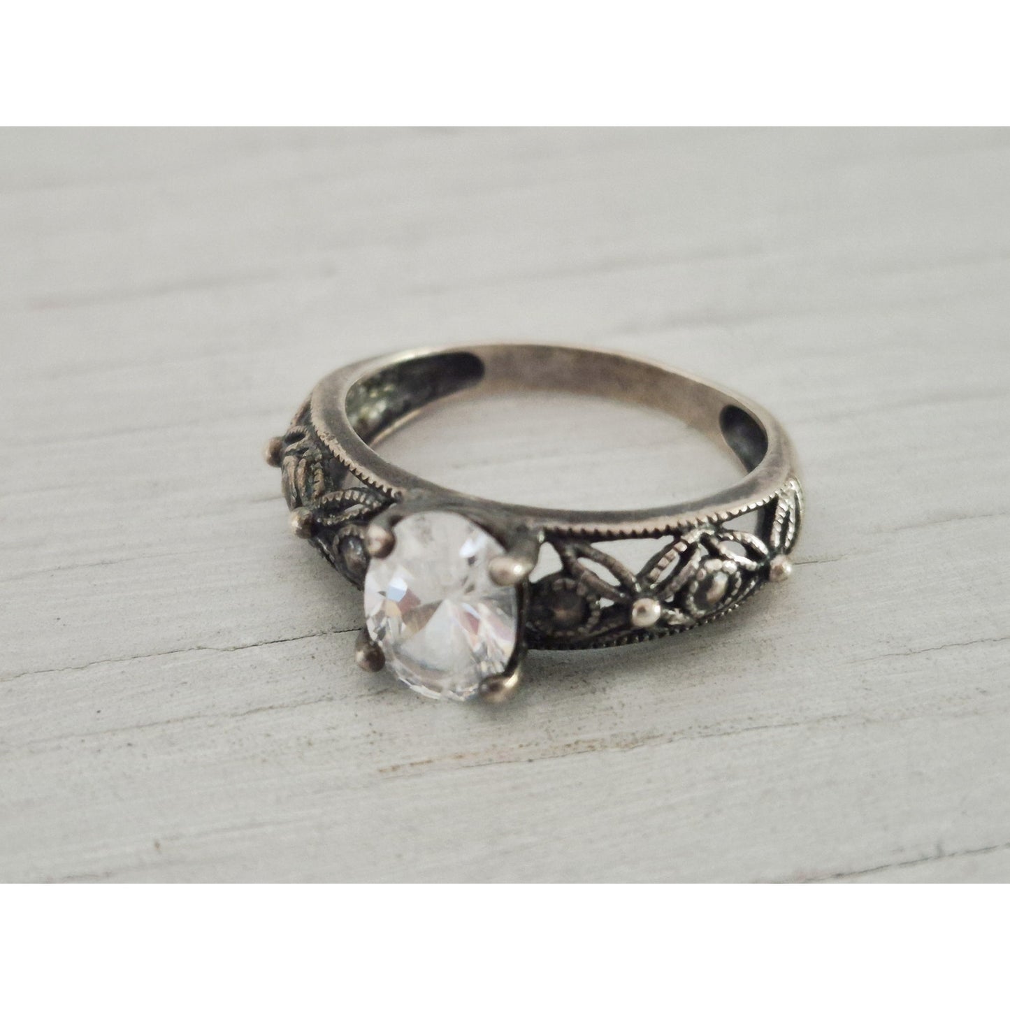 Vintage Sterling Silver CZ Ring