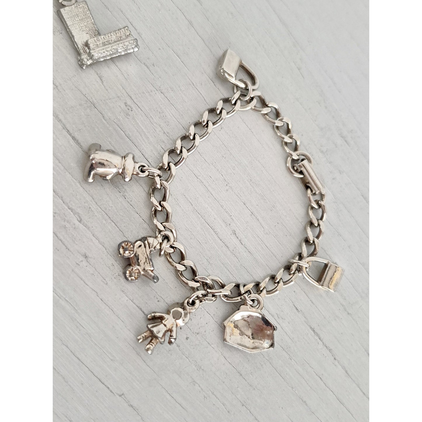 Vintage Lot of 2 Silver-tone Charm Bracelets