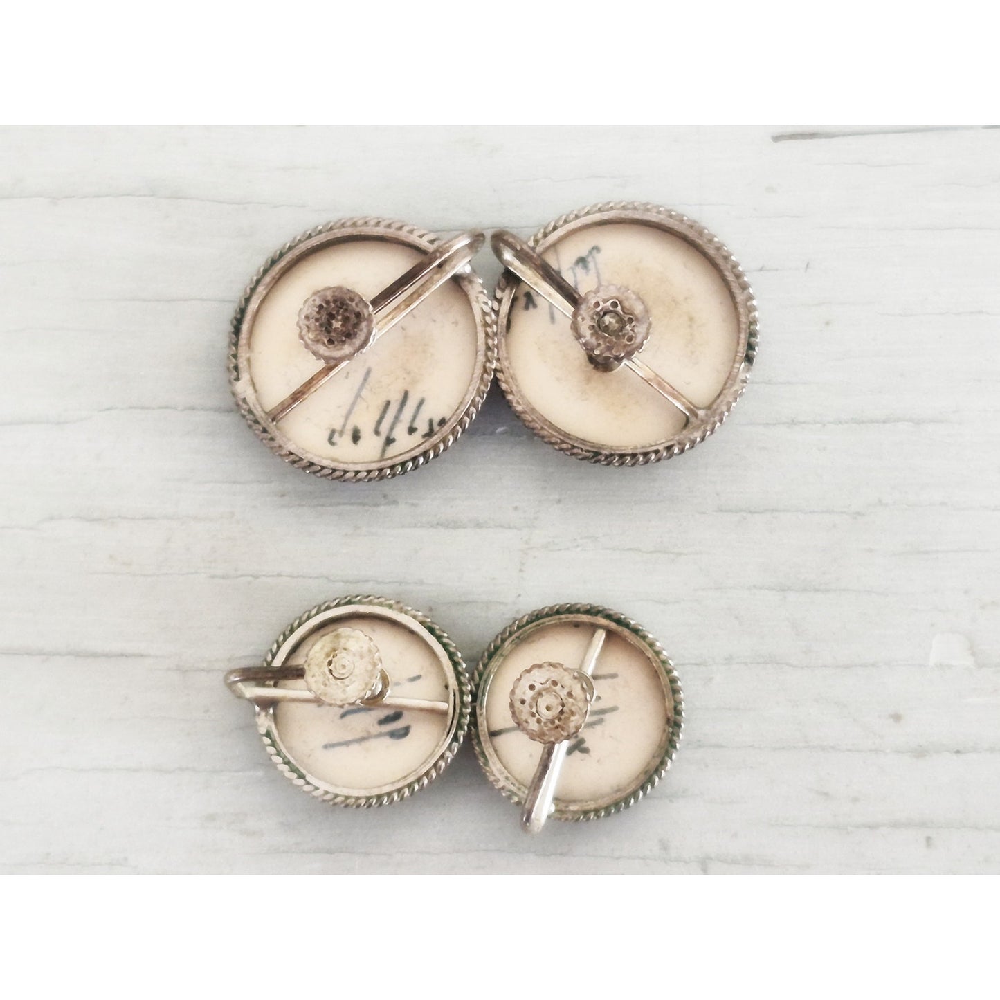 Vintage Delft Dutch Blue White Porcelain Sterling Silver Screw-on Earrings Lot