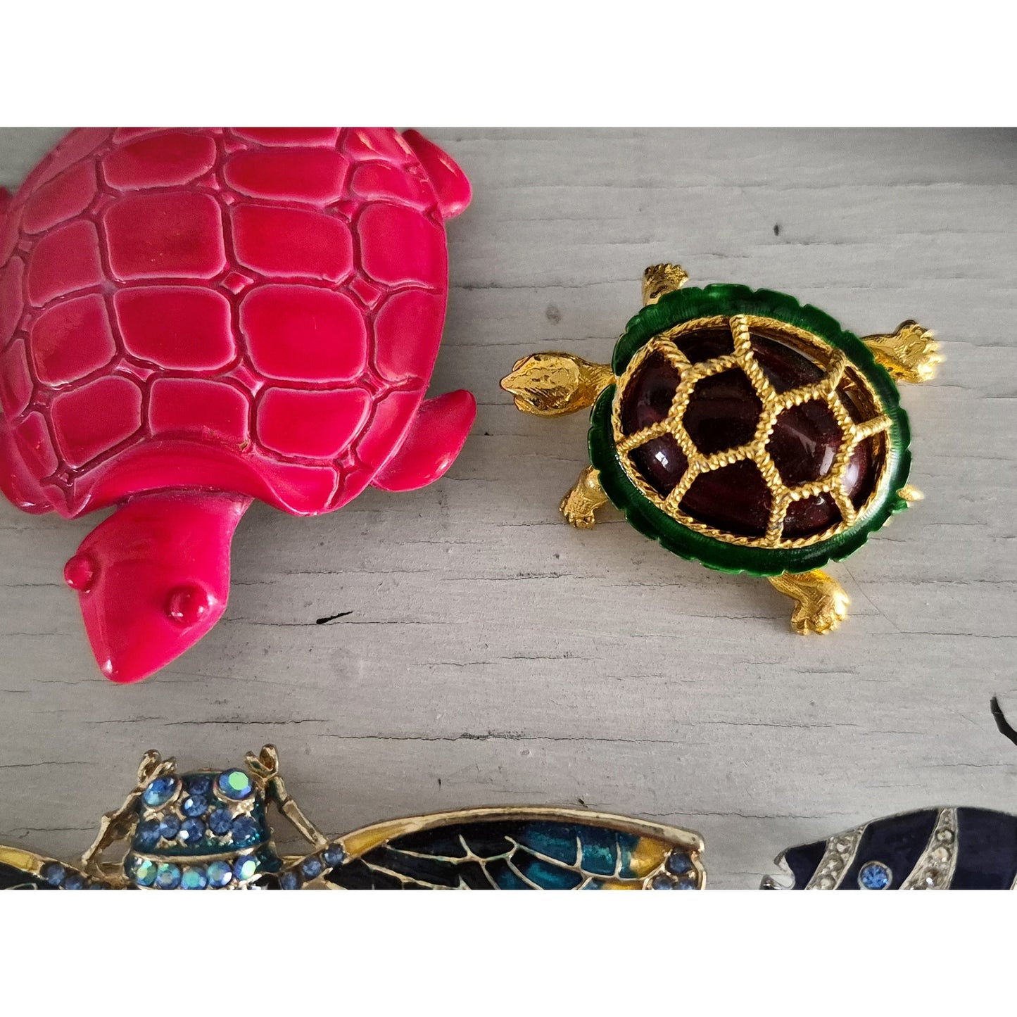 Vintage Bug and Animal Brooch Set