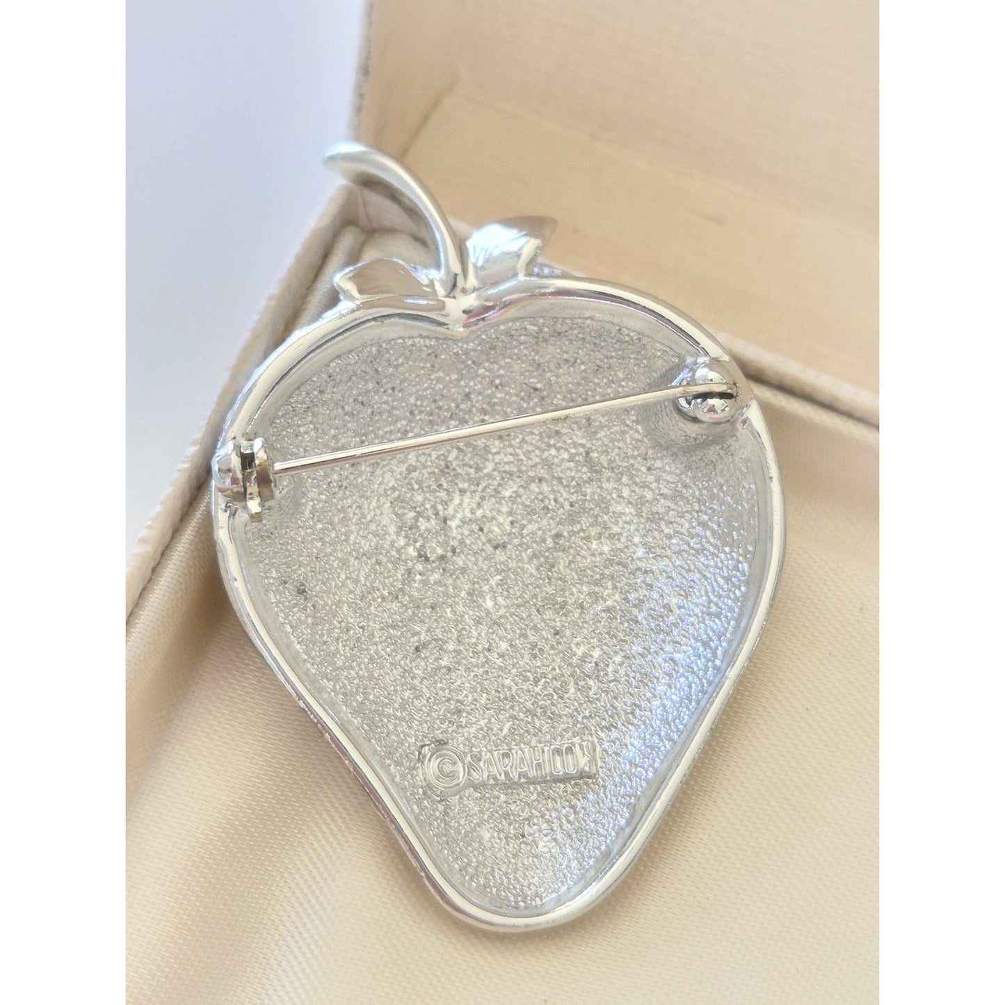 Vintage Silver tone Sarah Coventry Strawberry Brooch