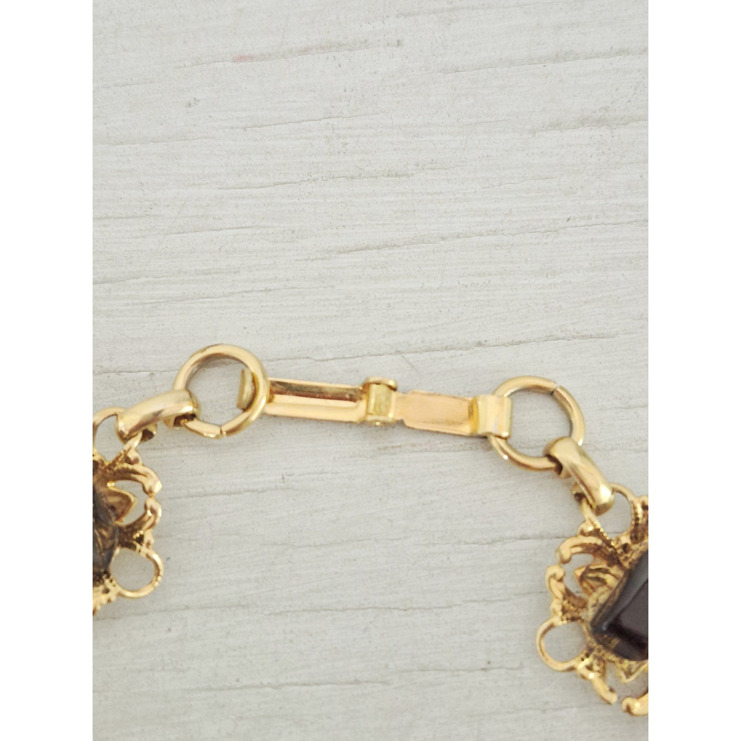 Vintage Gold-Tone Brown Stone Bracelet