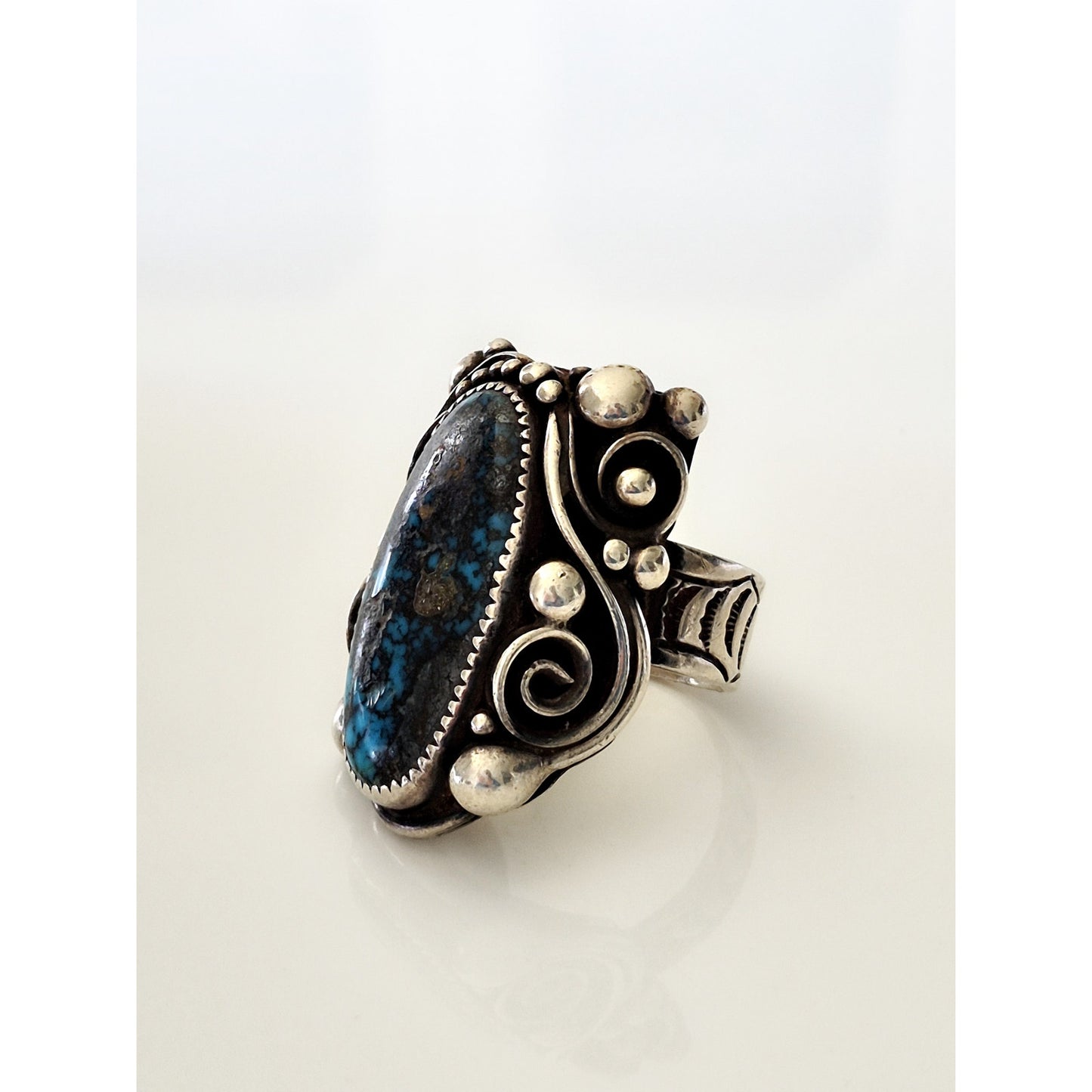 Vintage Lorenzo Bill Navajo Sterling Silver Turquoise Men's Ring