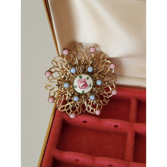 Vintage Pastel Floral Brooch