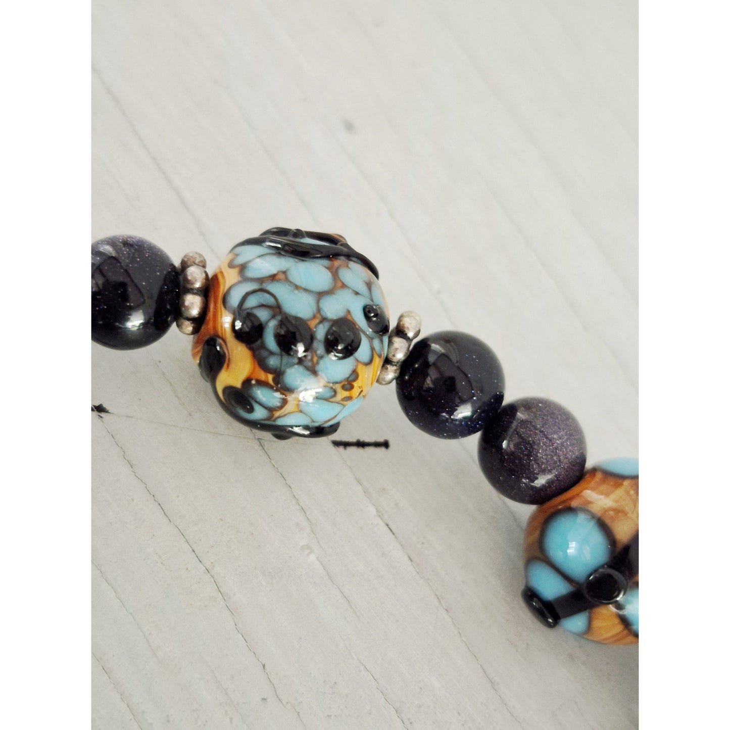 Vintage Lamp Work Glass Bead Bracelet