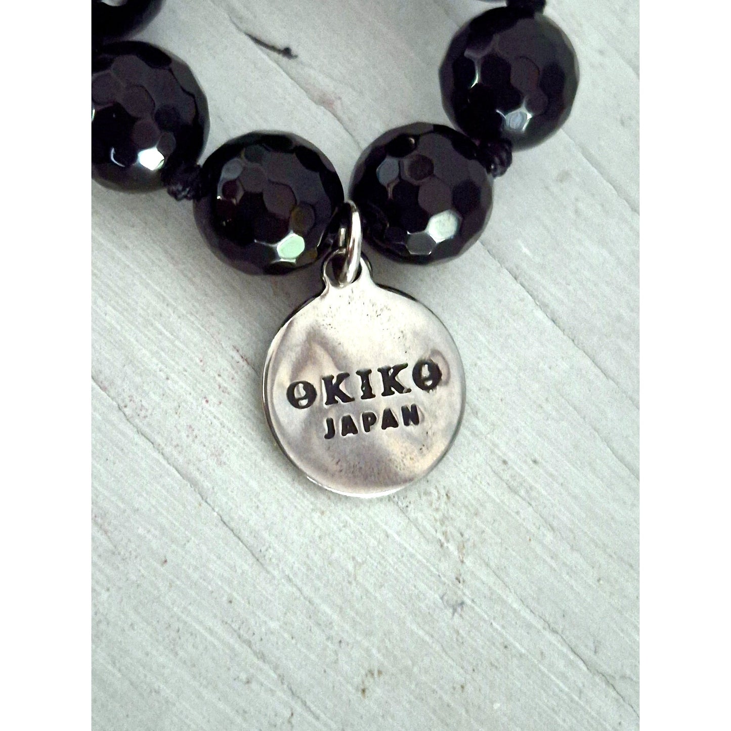 OKIKO Japan Black Bead Hand Knotted Tassel Necklace with Earrings