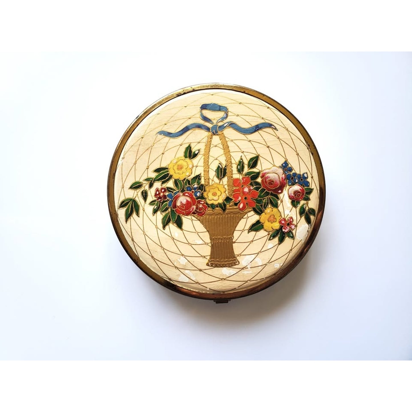 Vintage Houbigant Floral Basket Compact