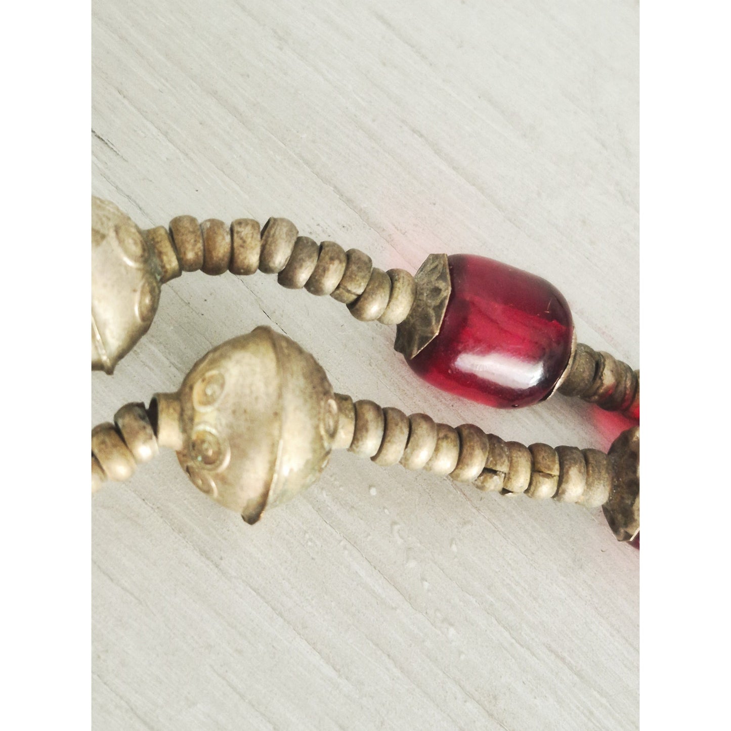 Vintage Turkoman Afghan Lapis Luzli Pendant and Cherry Amber Bead Necklace