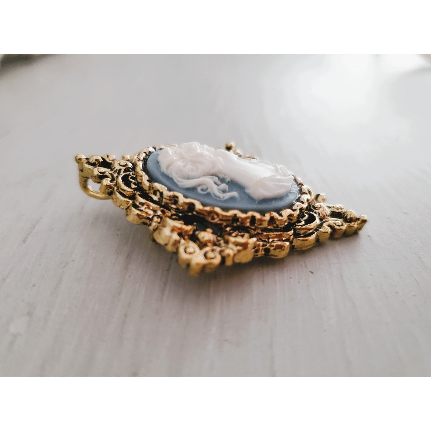 Vintage Gerry's Blue and White Cameo Brooch and Pendant