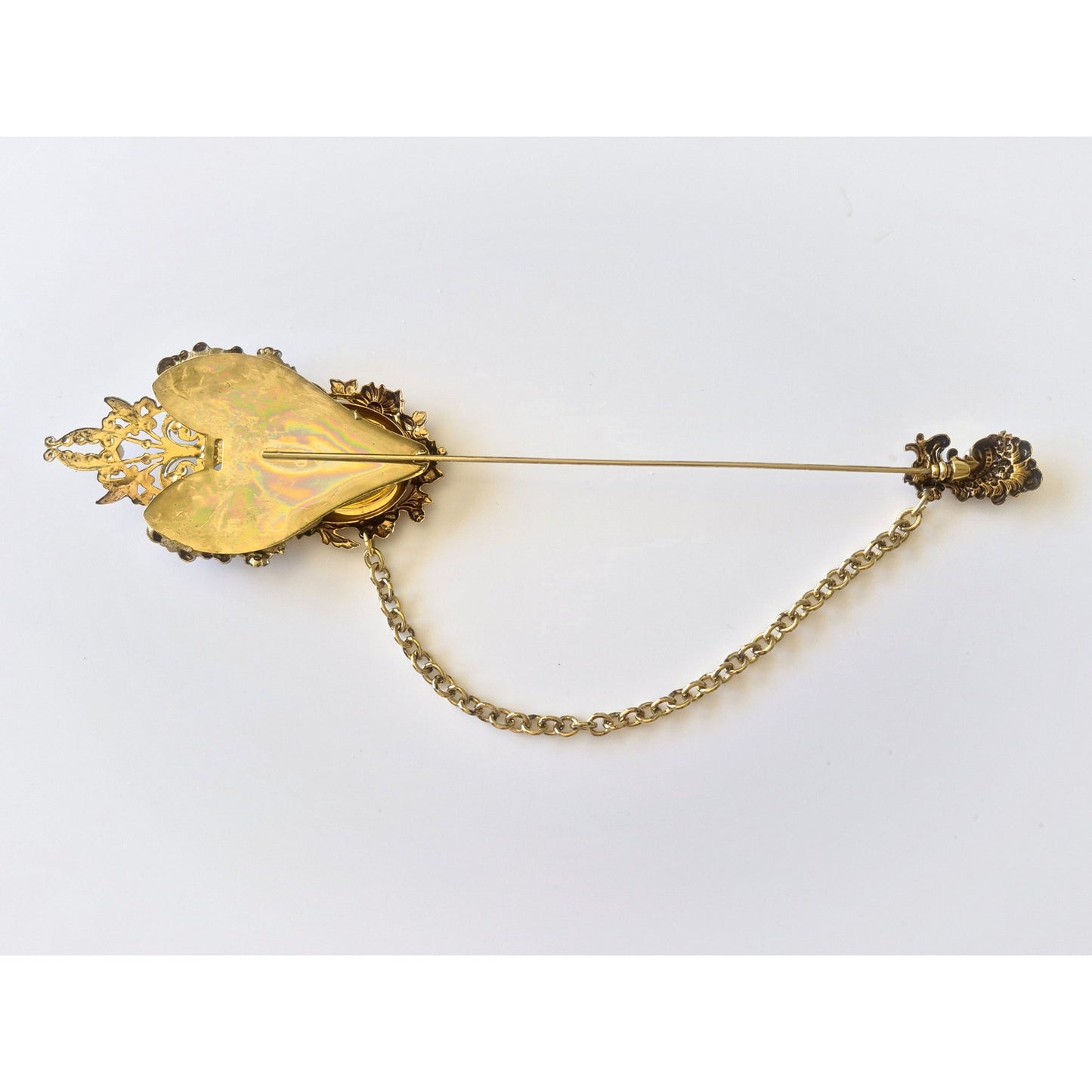 Vintage Long 9in Art Nouveau Faux Pearl Lapel Pin