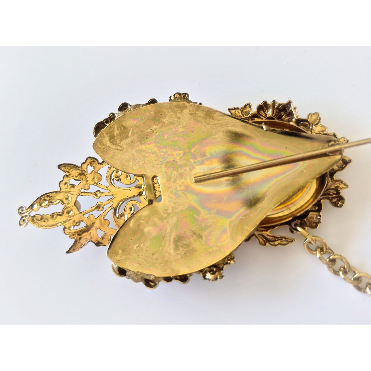 Vintage Long 9in Art Nouveau Faux Pearl Lapel Pin