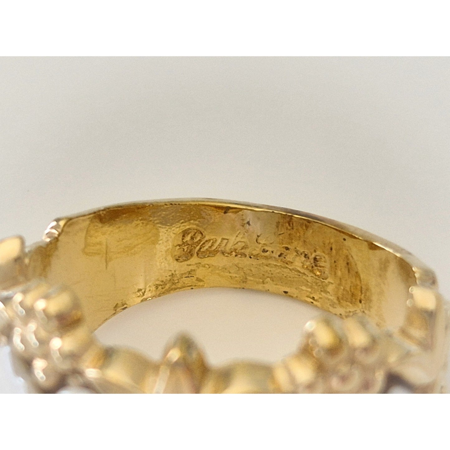 Vintage Gold Plated Victorian Style Enamel Roses Ring by Park Lane