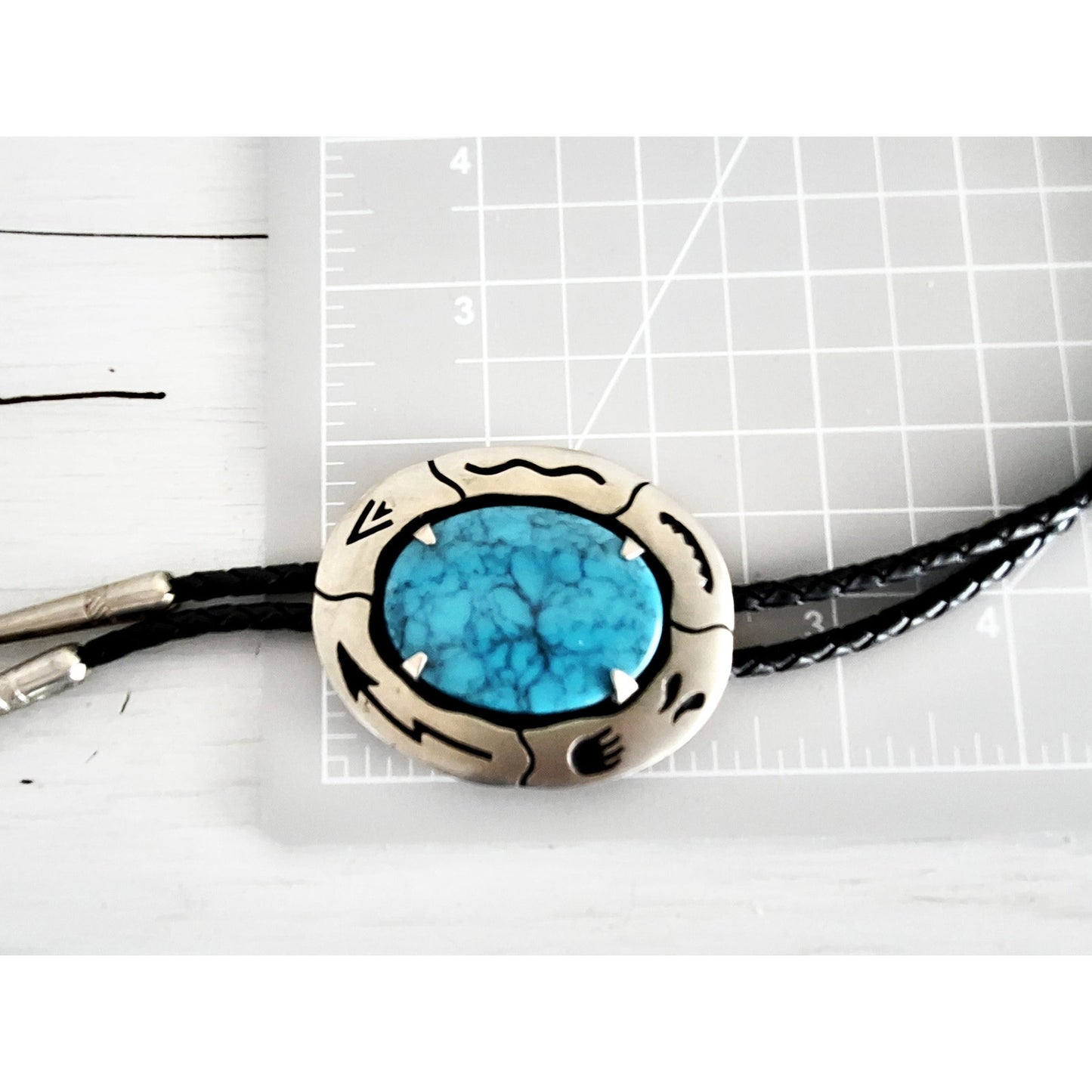 Vintage Southwest Bell Trading Post Faux Turquoise Bolo Tie