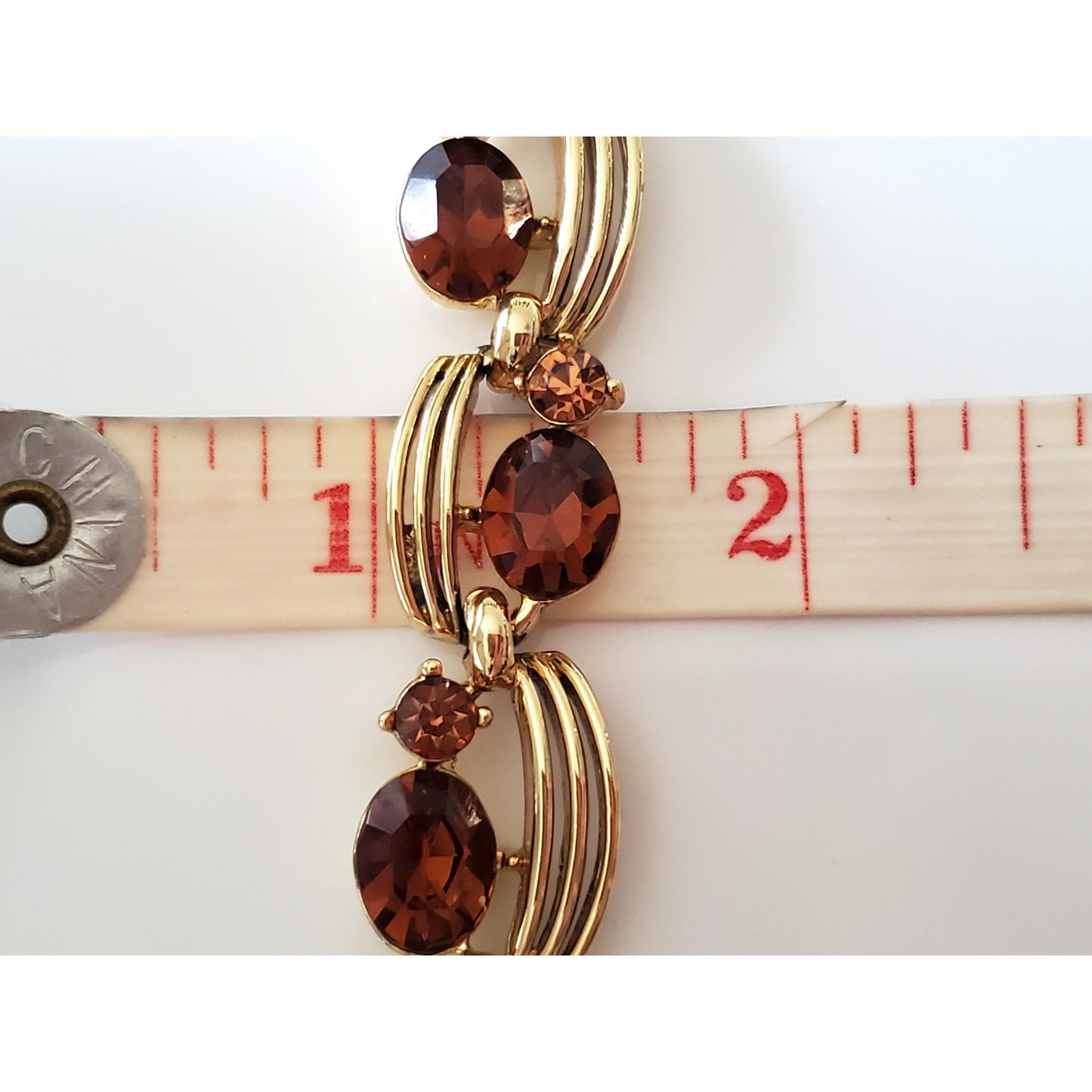 Vintage Amber Brown Rhinestone Choker Necklace by Lisner