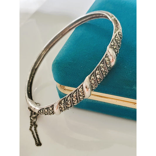 Vintage Sterling Silver Marcasite Bangle
