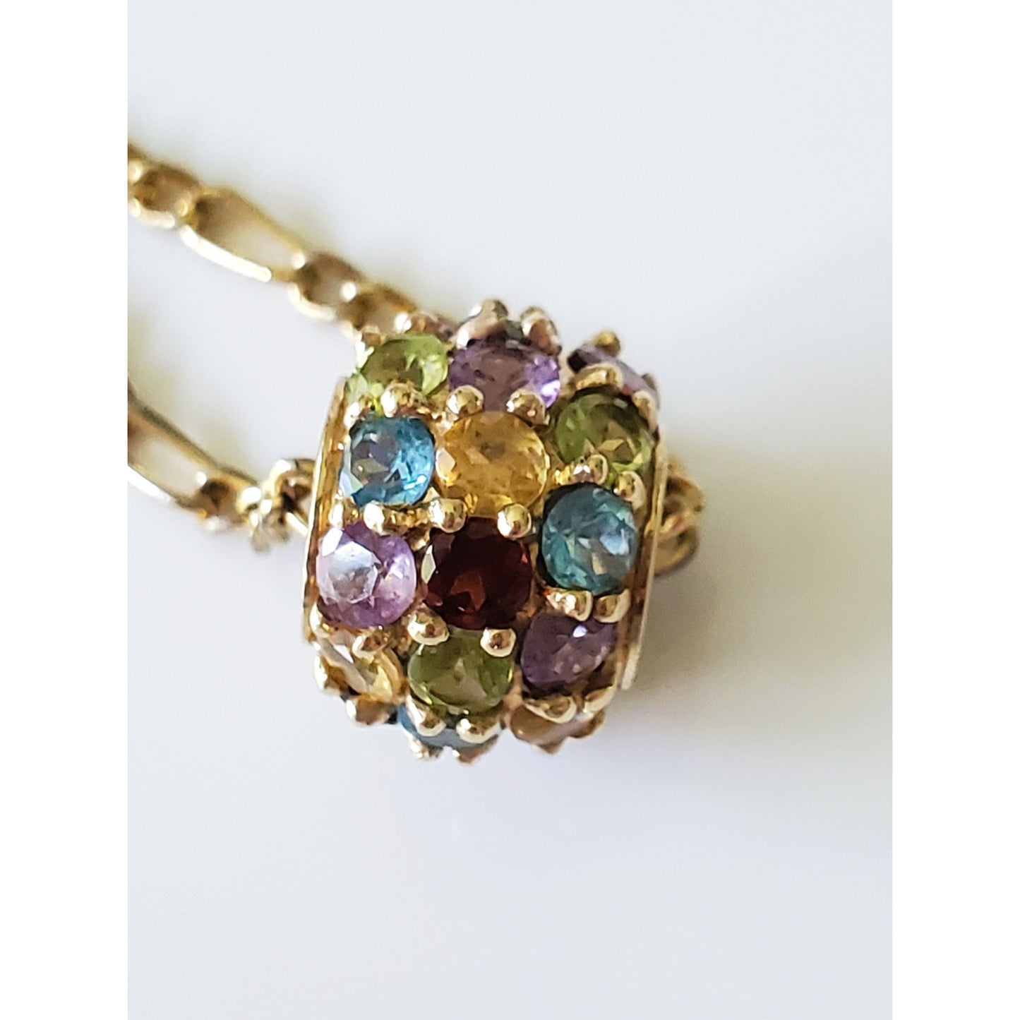 Vintage Multi-Gemstone 10k Yellow Gold Pendant