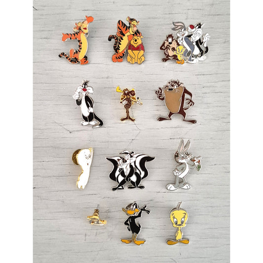 Vintage Warner Bros. Looney Tunes and Disney Enamel Lapel Pins